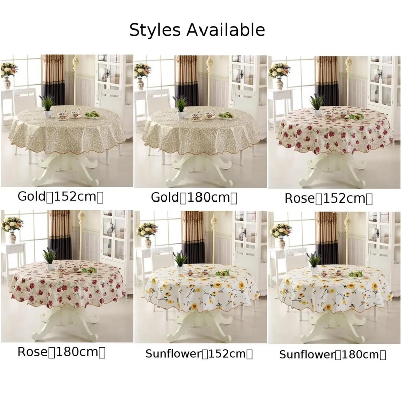 Nappe Ronde Fleurie en PVC 152/180 cm – Imperméable, Anti-Taches & Facile à Nettoyer