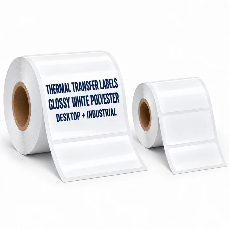 Thermal Transfer Labels - Glossy White Polyester for Desktop and Industrial Printers