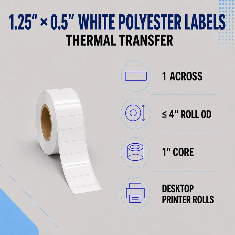 Thermal Transfer Labels - Glossy White Polyester for Desktop and Industrial Printers