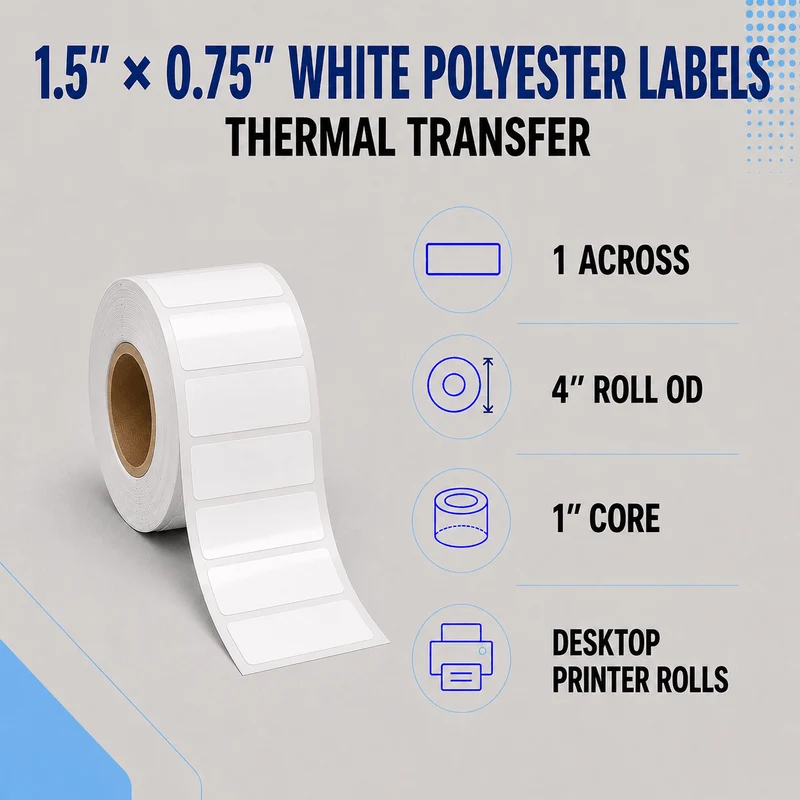 Thermal Transfer Labels - Glossy White Polyester for Desktop and Industrial Printers