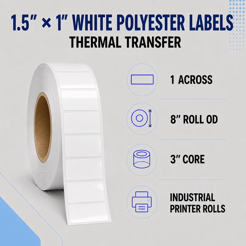 Thermal Transfer Labels - Glossy White Polyester for Desktop and Industrial Printers