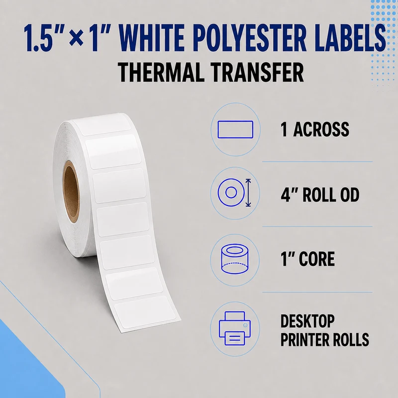 Thermal Transfer Labels - Glossy White Polyester for Desktop and Industrial Printers