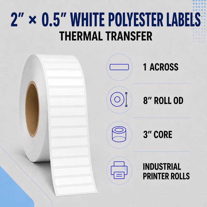 Thermal Transfer Labels - Glossy White Polyester for Desktop and Industrial Printers