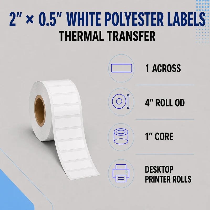 Thermal Transfer Labels - Glossy White Polyester for Desktop and Industrial Printers