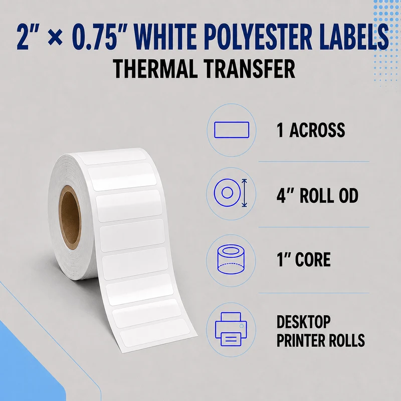 Thermal Transfer Labels - Glossy White Polyester for Desktop and Industrial Printers