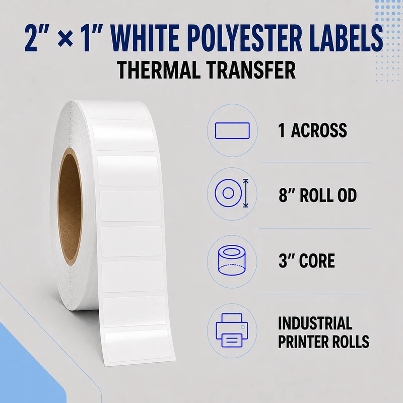 Thermal Transfer Labels - Glossy White Polyester for Desktop and Industrial Printers