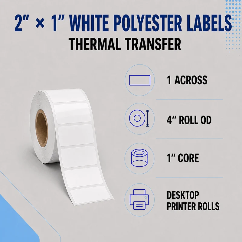Thermal Transfer Labels - Glossy White Polyester for Desktop and Industrial Printers