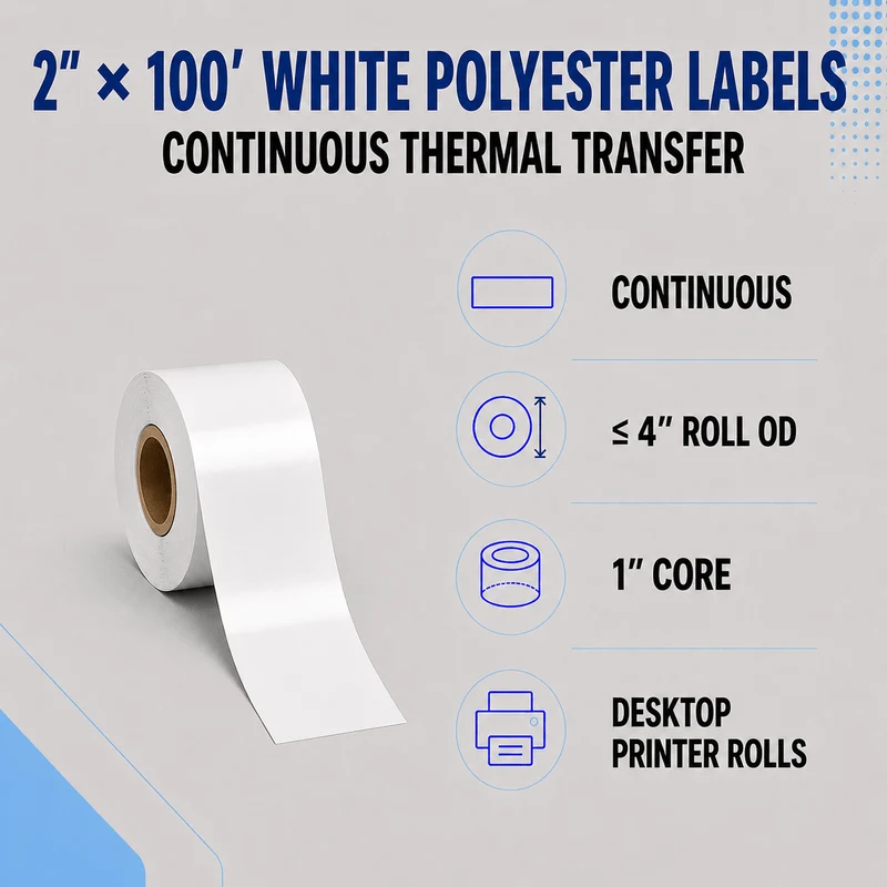 Thermal Transfer Labels - Glossy White Polyester for Desktop and Industrial Printers