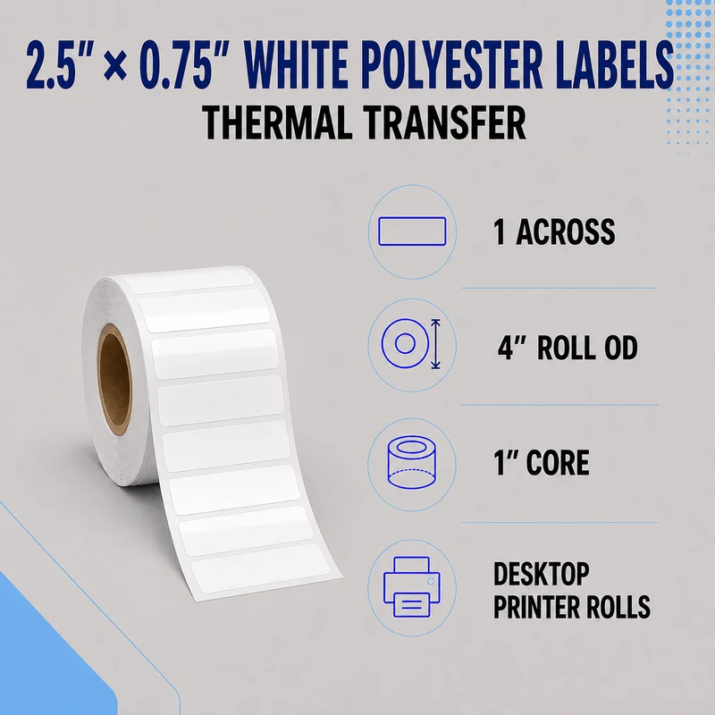 Thermal Transfer Labels - Glossy White Polyester for Desktop and Industrial Printers