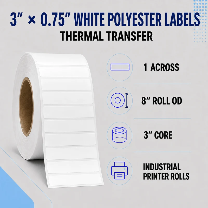 Thermal Transfer Labels - Glossy White Polyester for Desktop and Industrial Printers