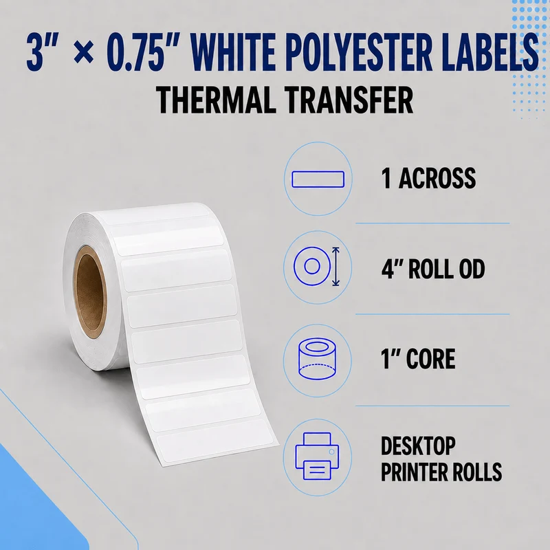 Thermal Transfer Labels - Glossy White Polyester for Desktop and Industrial Printers