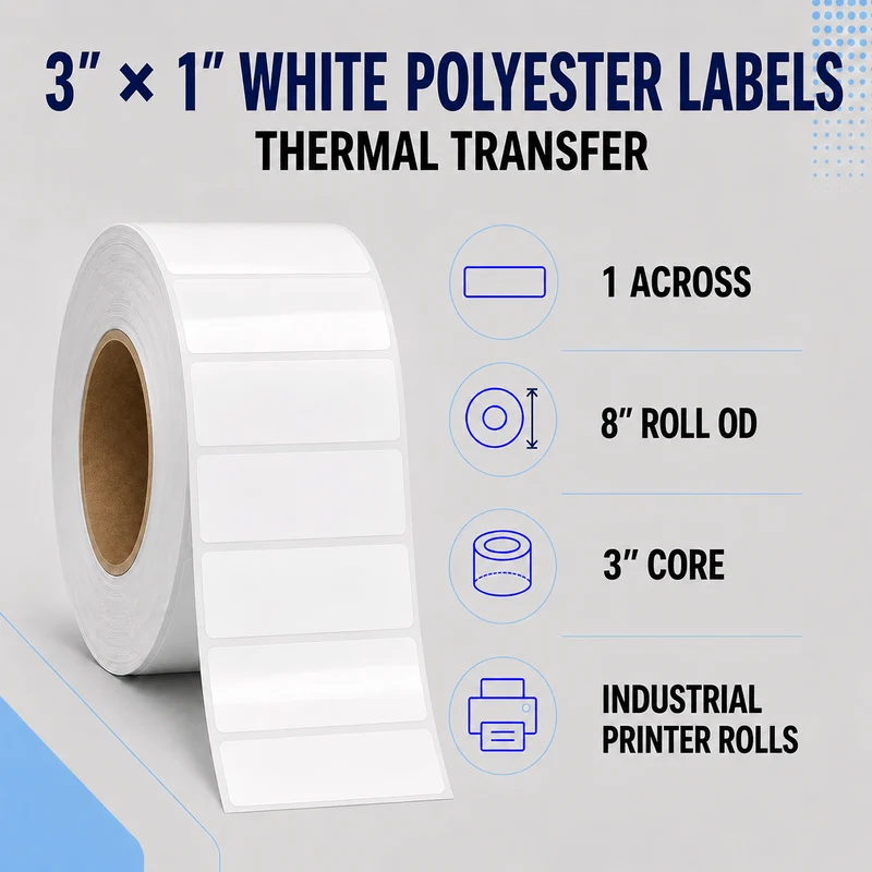 Thermal Transfer Labels - Glossy White Polyester for Desktop and Industrial Printers
