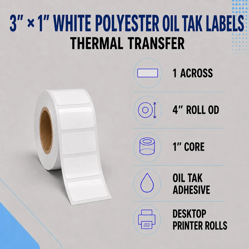 Thermal Transfer Labels - Glossy White Polyester for Desktop and Industrial Printers