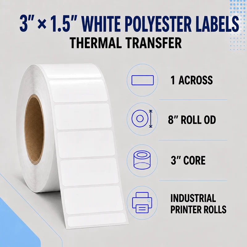 Thermal Transfer Labels - Glossy White Polyester for Desktop and Industrial Printers