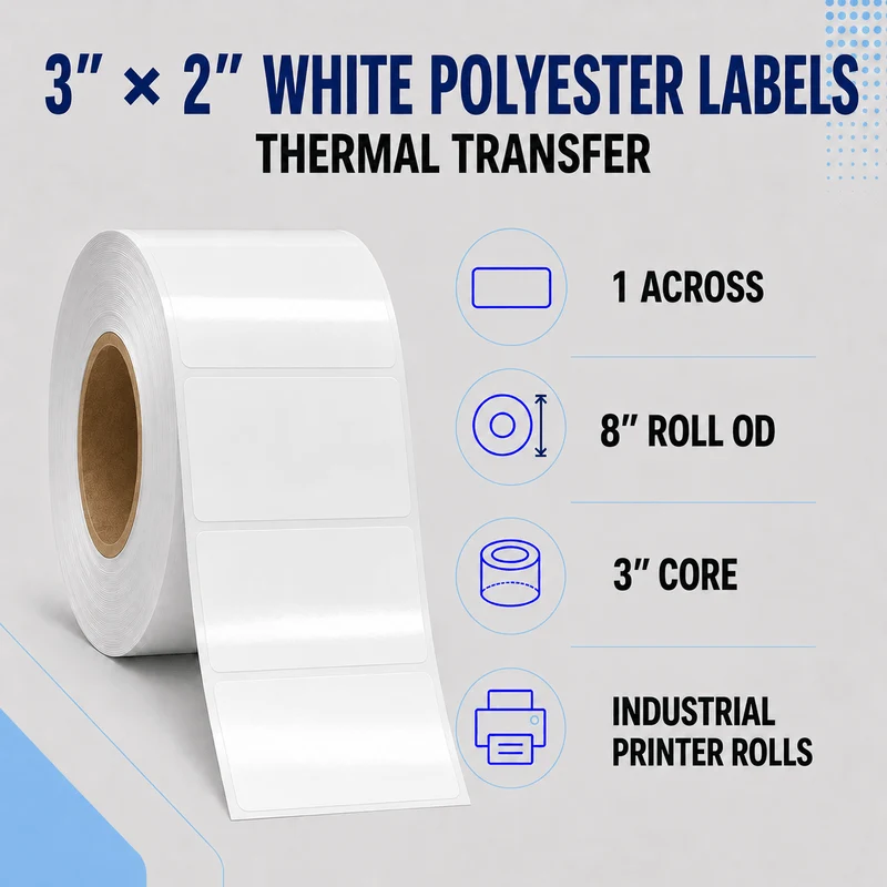 Thermal Transfer Labels - Glossy White Polyester for Desktop and Industrial Printers