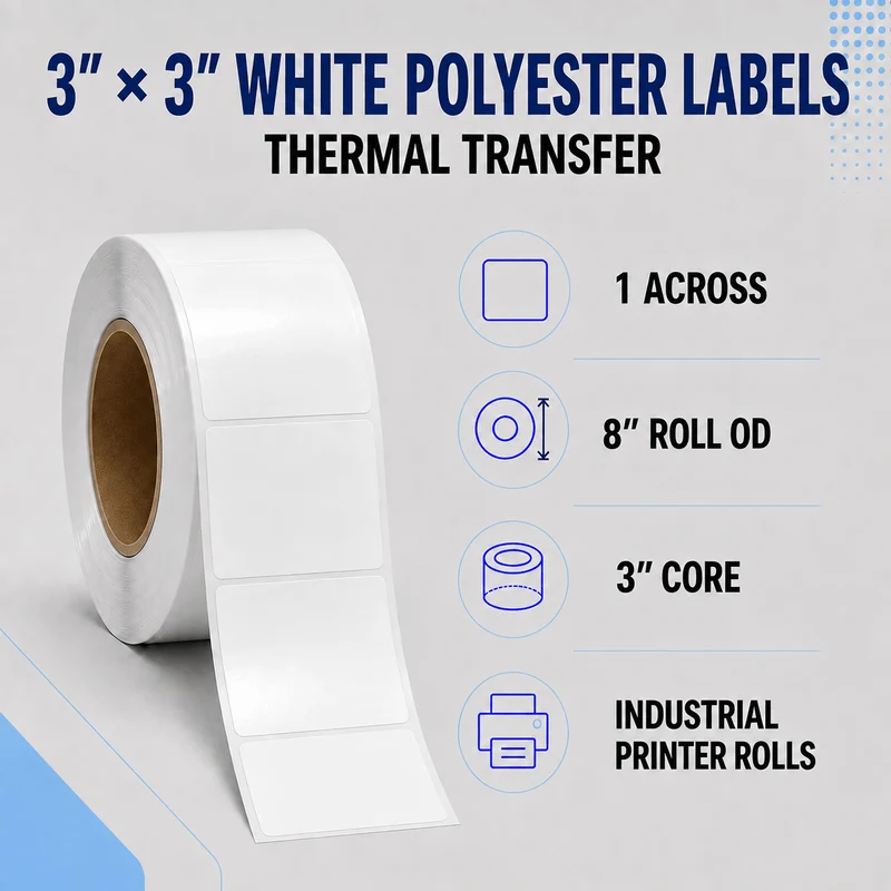 Thermal Transfer Labels - Glossy White Polyester for Desktop and Industrial Printers