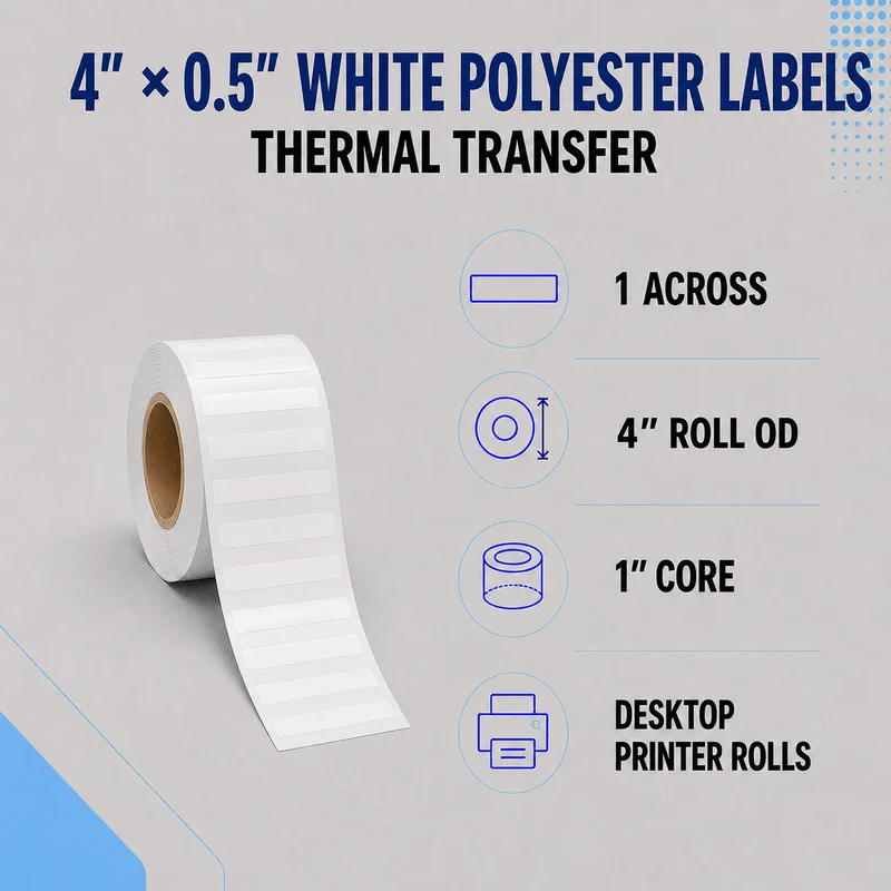 Thermal Transfer Labels - Glossy White Polyester for Desktop and Industrial Printers
