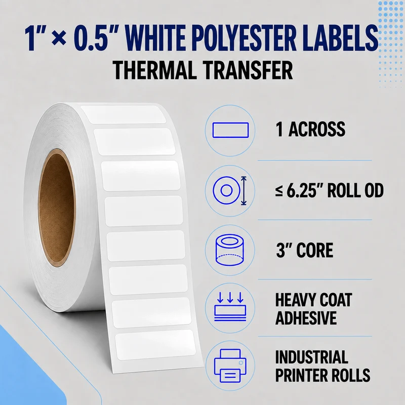 Thermal Transfer Labels - Glossy White Polyester for Desktop and Industrial Printers