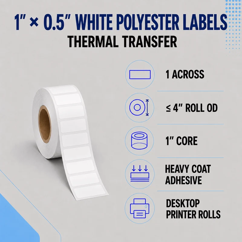 Thermal Transfer Labels - Glossy White Polyester for Desktop and Industrial Printers