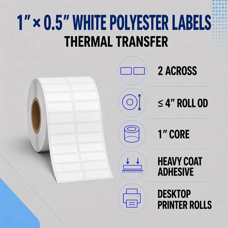 Thermal Transfer Labels - Glossy White Polyester for Desktop and Industrial Printers