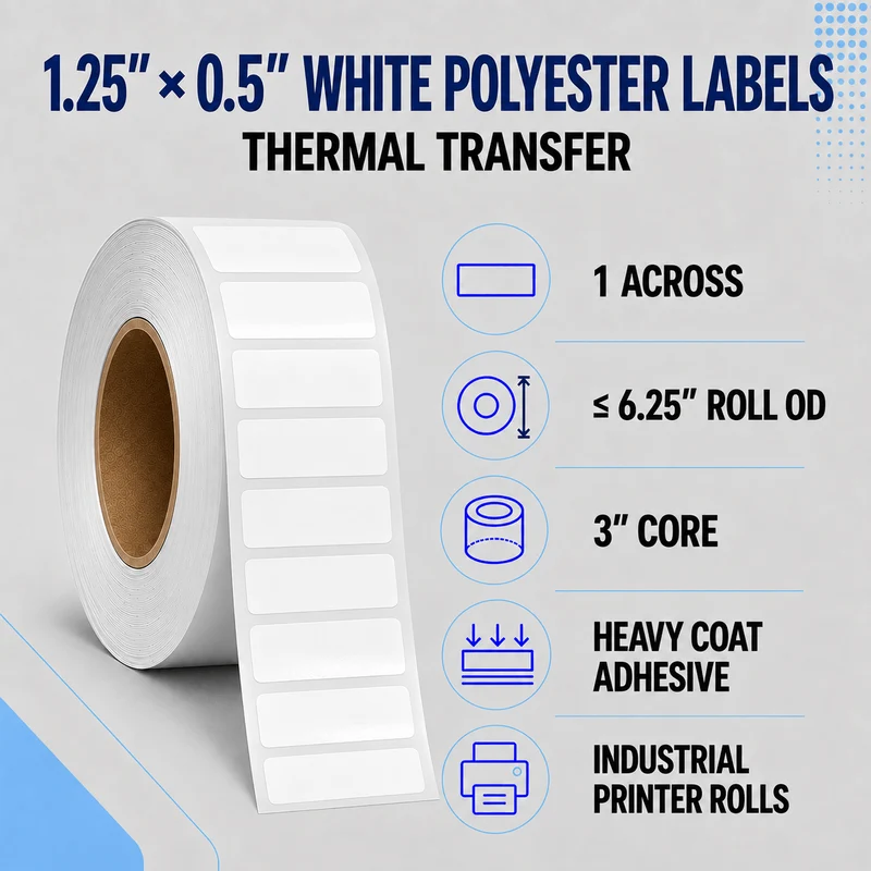 Thermal Transfer Labels - Glossy White Polyester for Desktop and Industrial Printers