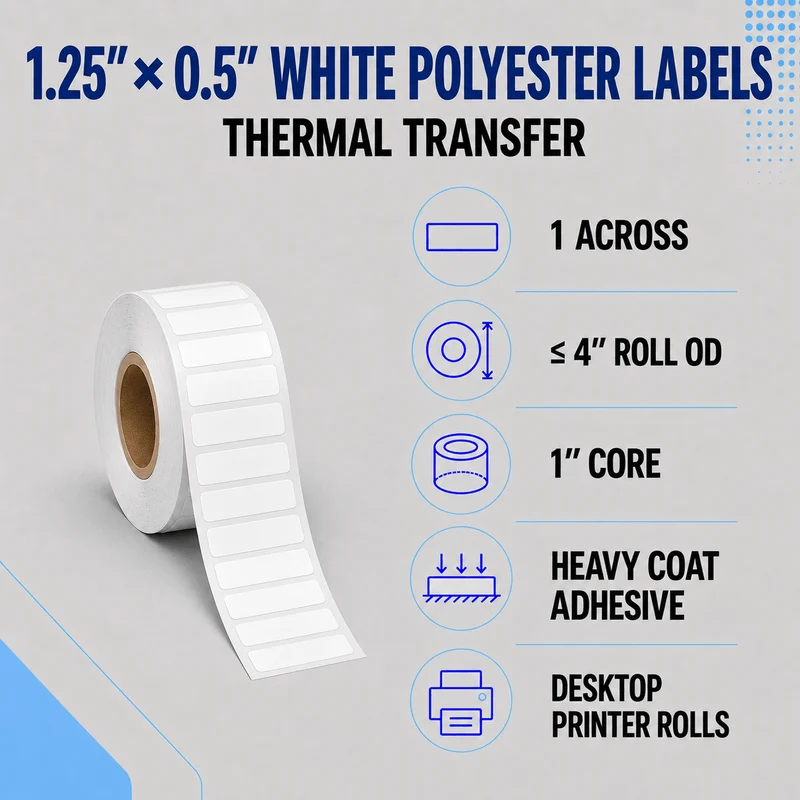 Thermal Transfer Labels - Glossy White Polyester for Desktop and Industrial Printers