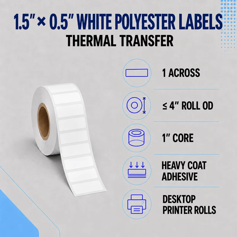 Thermal Transfer Labels - Glossy White Polyester for Desktop and Industrial Printers