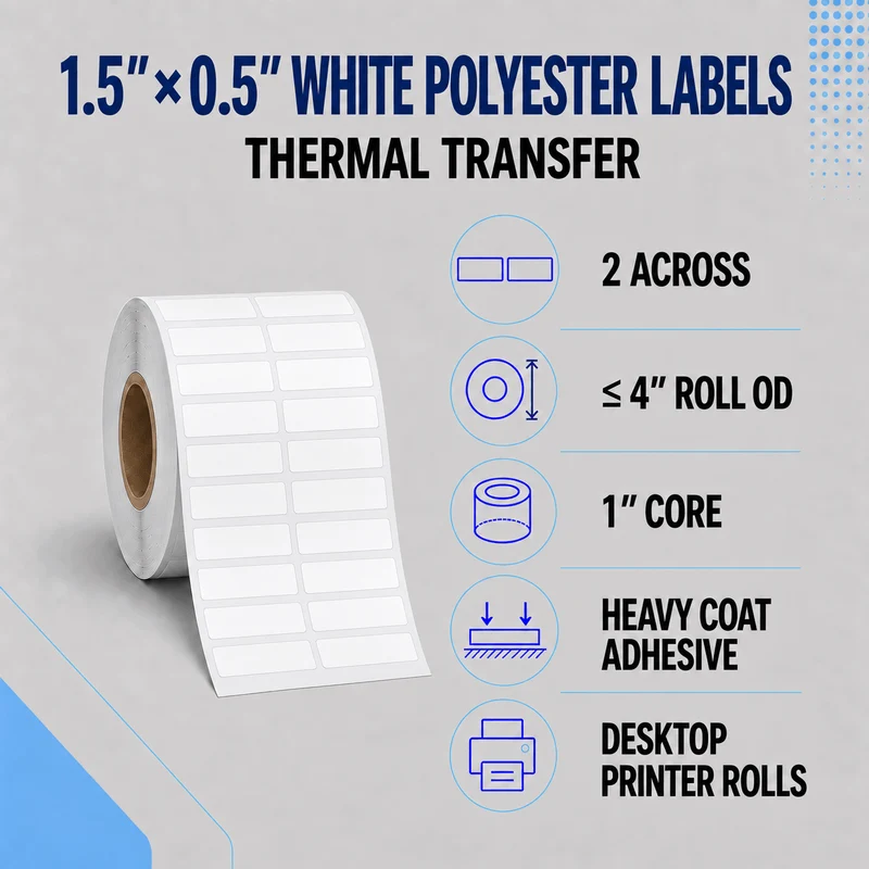 Thermal Transfer Labels - Glossy White Polyester for Desktop and Industrial Printers