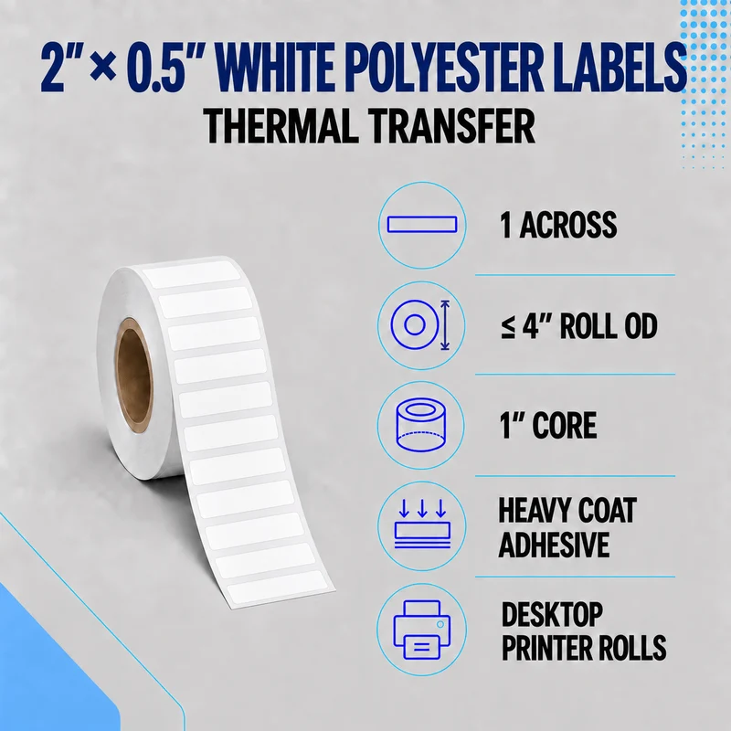 Thermal Transfer Labels - Glossy White Polyester for Desktop and Industrial Printers