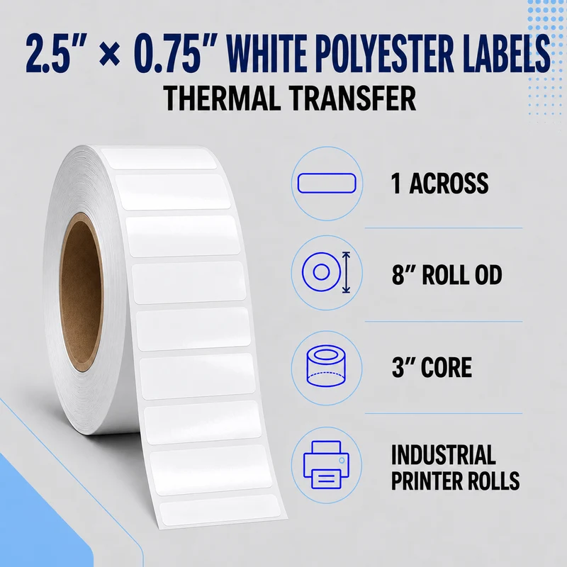 Thermal Transfer Labels - Glossy White Polyester for Desktop and Industrial Printers