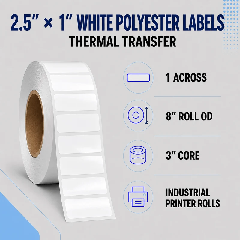 Thermal Transfer Labels - Glossy White Polyester for Desktop and Industrial Printers