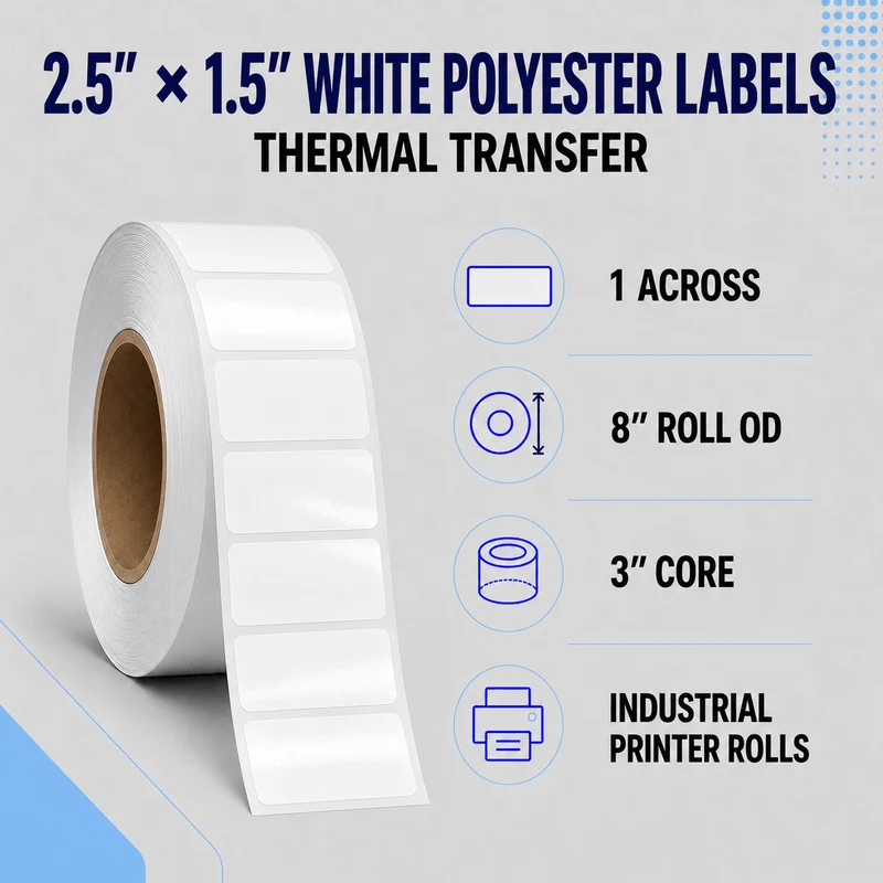 Thermal Transfer Labels - Glossy White Polyester for Desktop and Industrial Printers