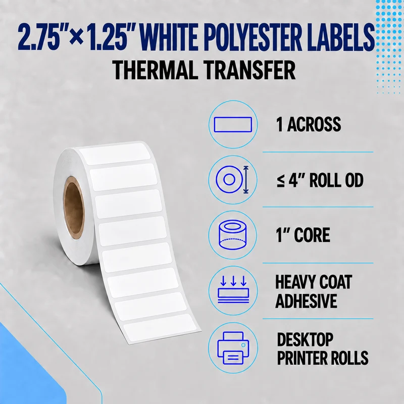 Thermal Transfer Labels - Glossy White Polyester for Desktop and Industrial Printers