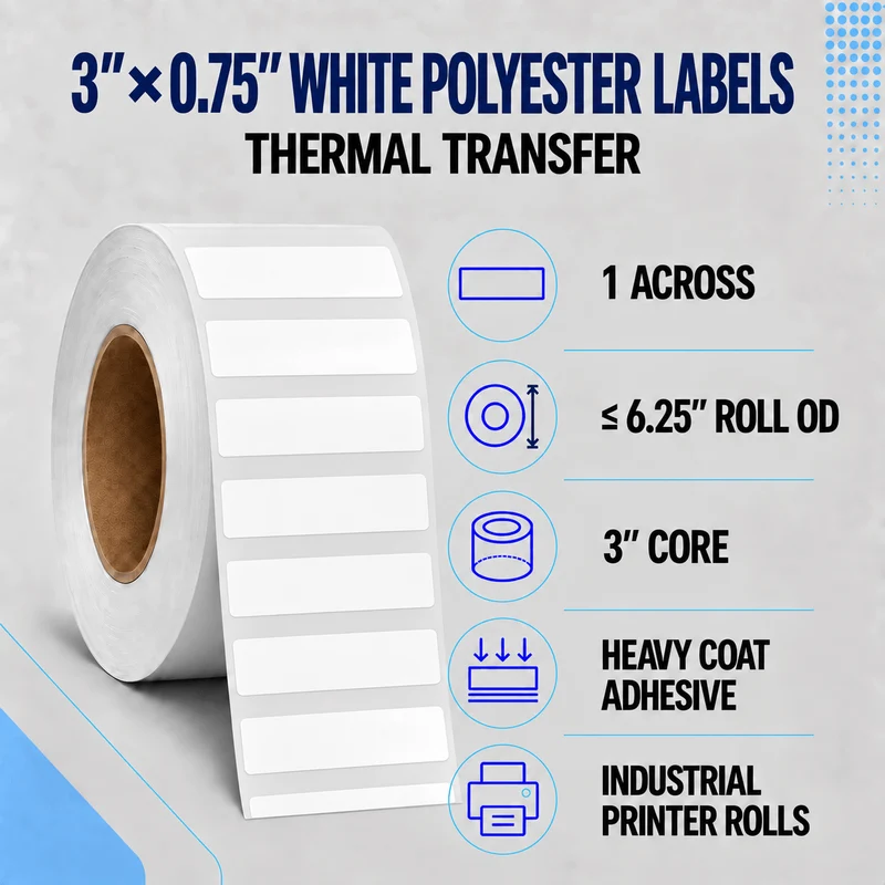 Thermal Transfer Labels - Glossy White Polyester for Desktop and Industrial Printers