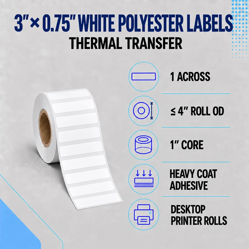 Thermal Transfer Labels - Glossy White Polyester for Desktop and Industrial Printers