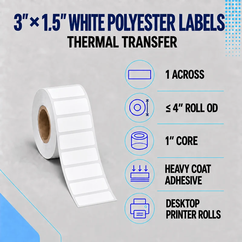 Thermal Transfer Labels - Glossy White Polyester for Desktop and Industrial Printers