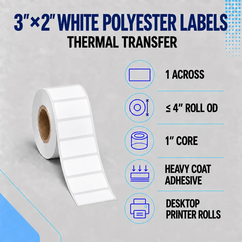Thermal Transfer Labels - Glossy White Polyester for Desktop and Industrial Printers