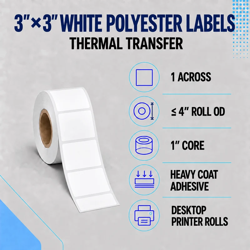 Thermal Transfer Labels - Glossy White Polyester for Desktop and Industrial Printers