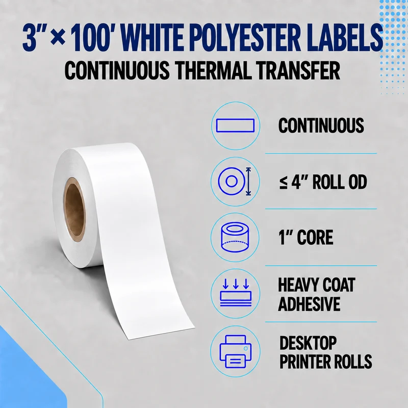 Thermal Transfer Labels - Glossy White Polyester for Desktop and Industrial Printers