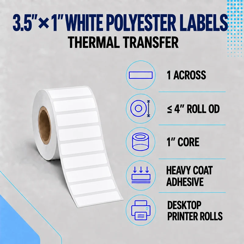 Thermal Transfer Labels - Glossy White Polyester for Desktop and Industrial Printers