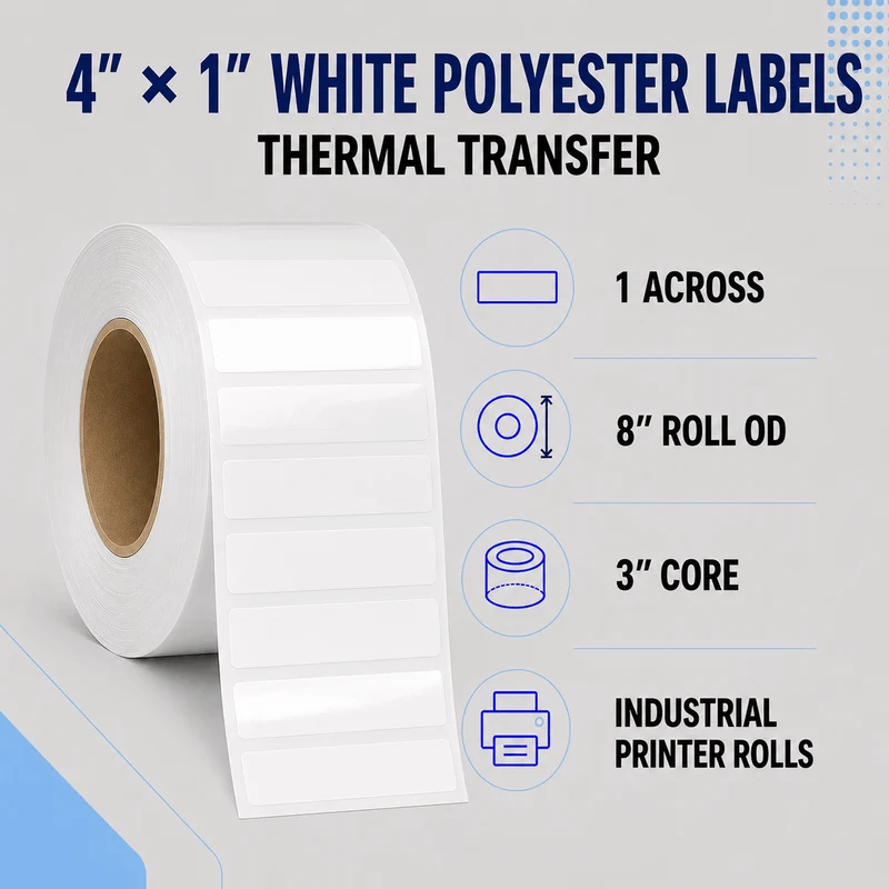 Thermal Transfer Labels - Glossy White Polyester for Desktop and Industrial Printers
