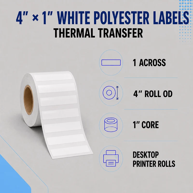 Thermal Transfer Labels - Glossy White Polyester for Desktop and Industrial Printers