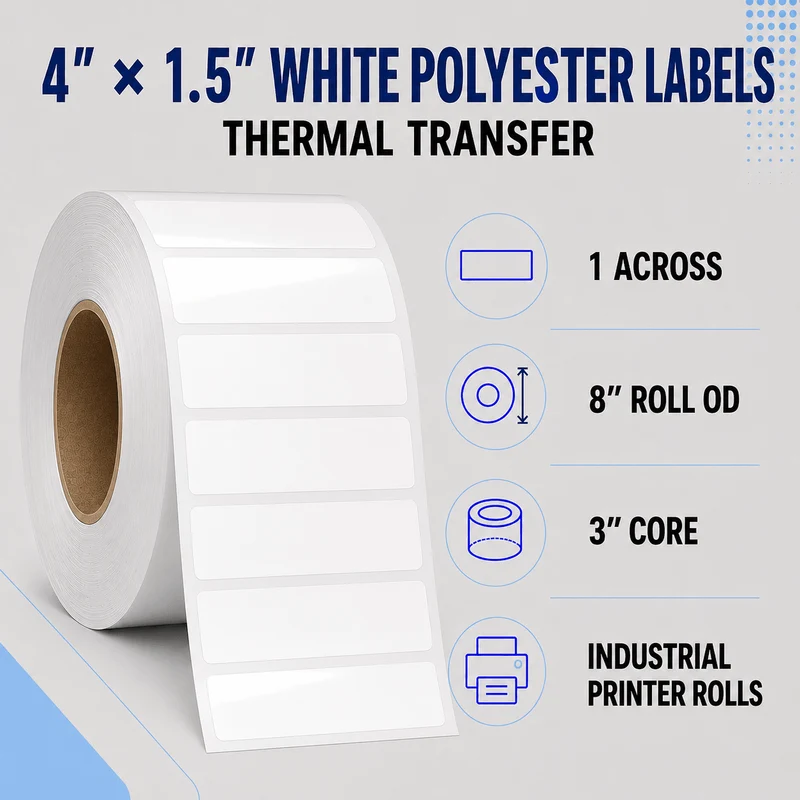 Thermal Transfer Labels - Glossy White Polyester for Desktop and Industrial Printers
