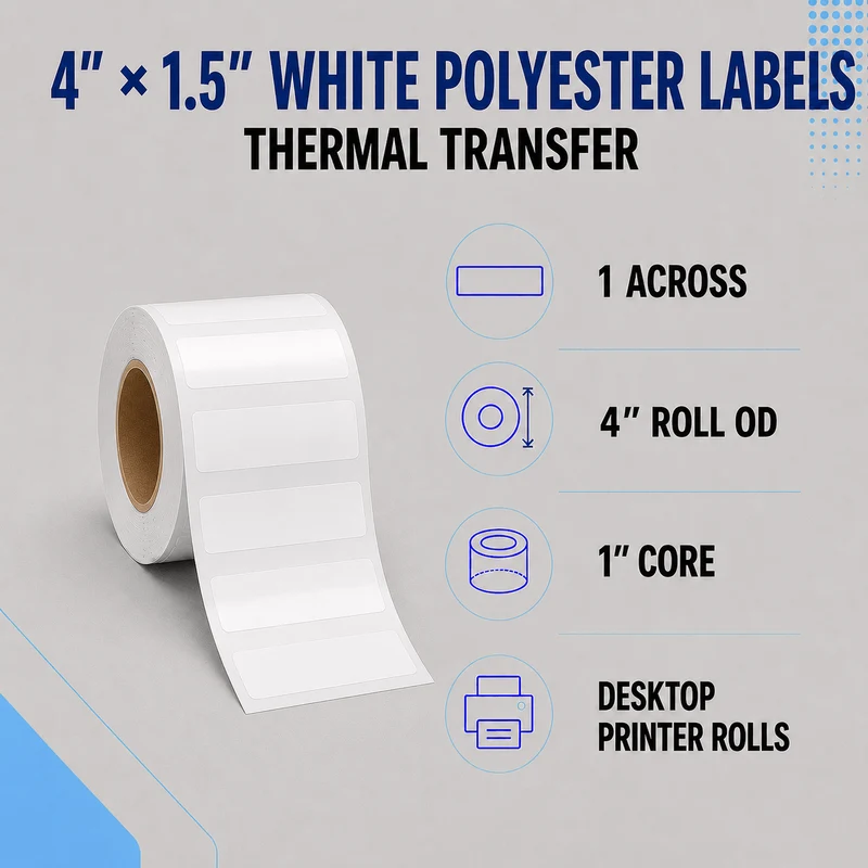 Thermal Transfer Labels - Glossy White Polyester for Desktop and Industrial Printers