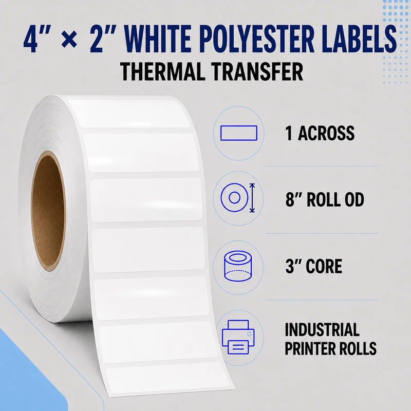 Thermal Transfer Labels - Glossy White Polyester for Desktop and Industrial Printers