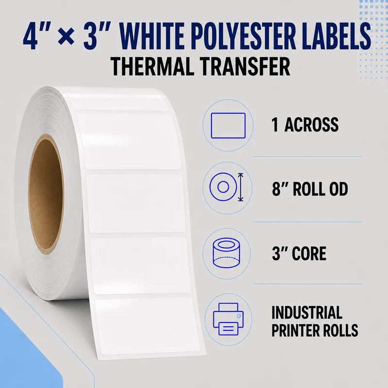 Thermal Transfer Labels - Glossy White Polyester for Desktop and Industrial Printers