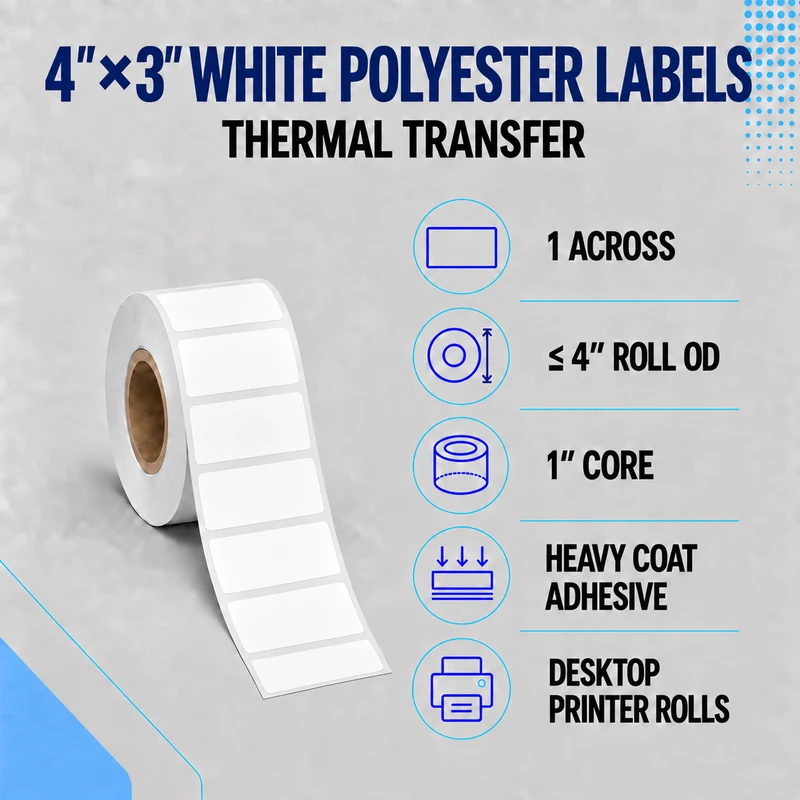 Thermal Transfer Labels - Glossy White Polyester for Desktop and Industrial Printers