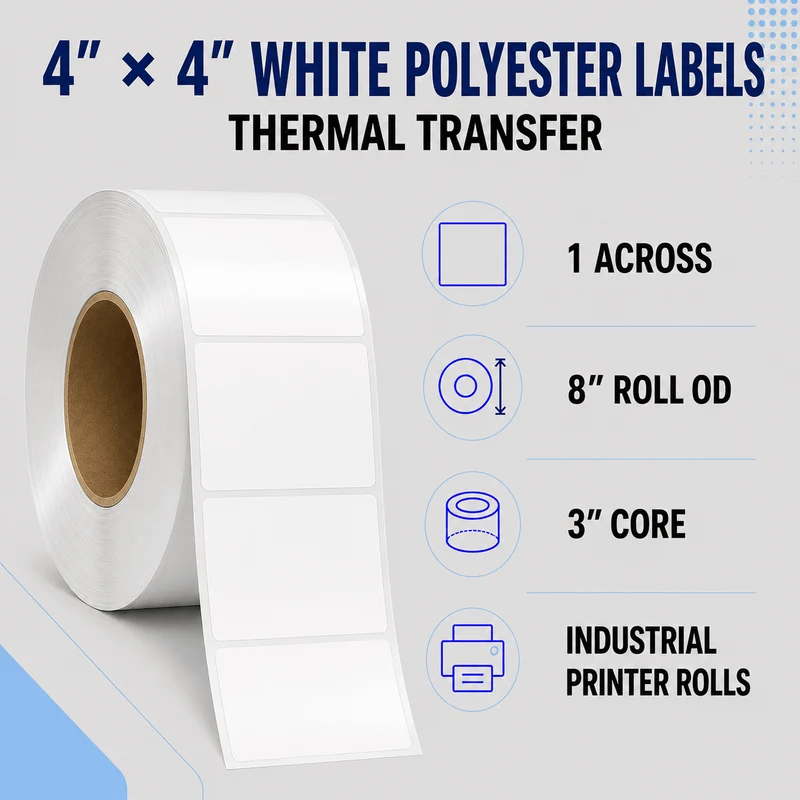 Thermal Transfer Labels - Glossy White Polyester for Desktop and Industrial Printers