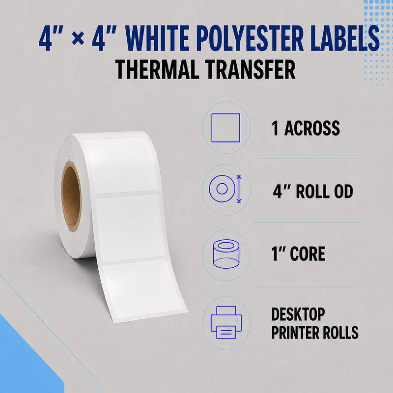 Thermal Transfer Labels - Glossy White Polyester for Desktop and Industrial Printers