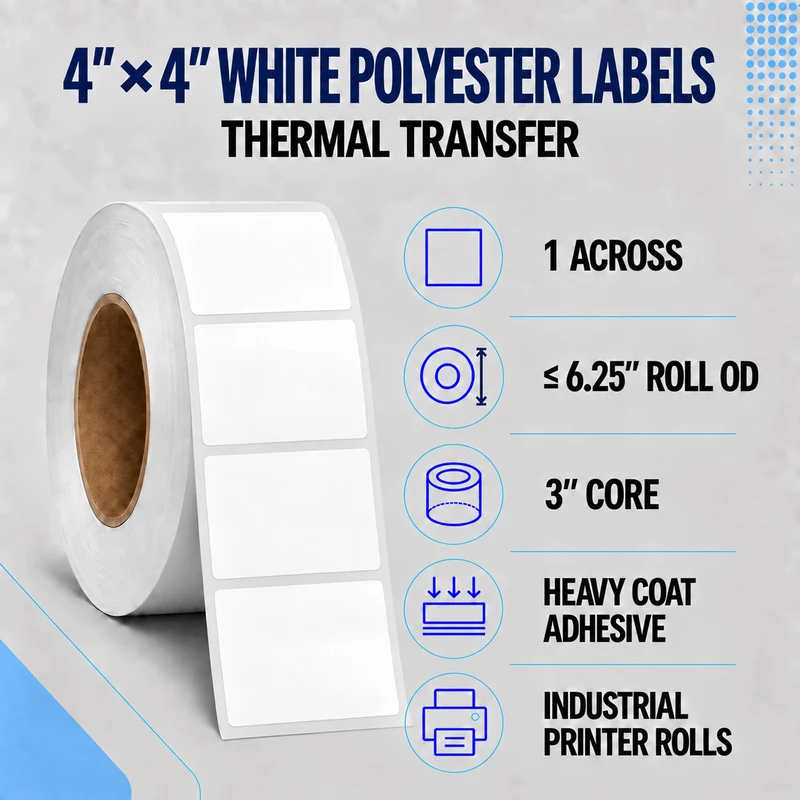 Thermal Transfer Labels - Glossy White Polyester for Desktop and Industrial Printers
